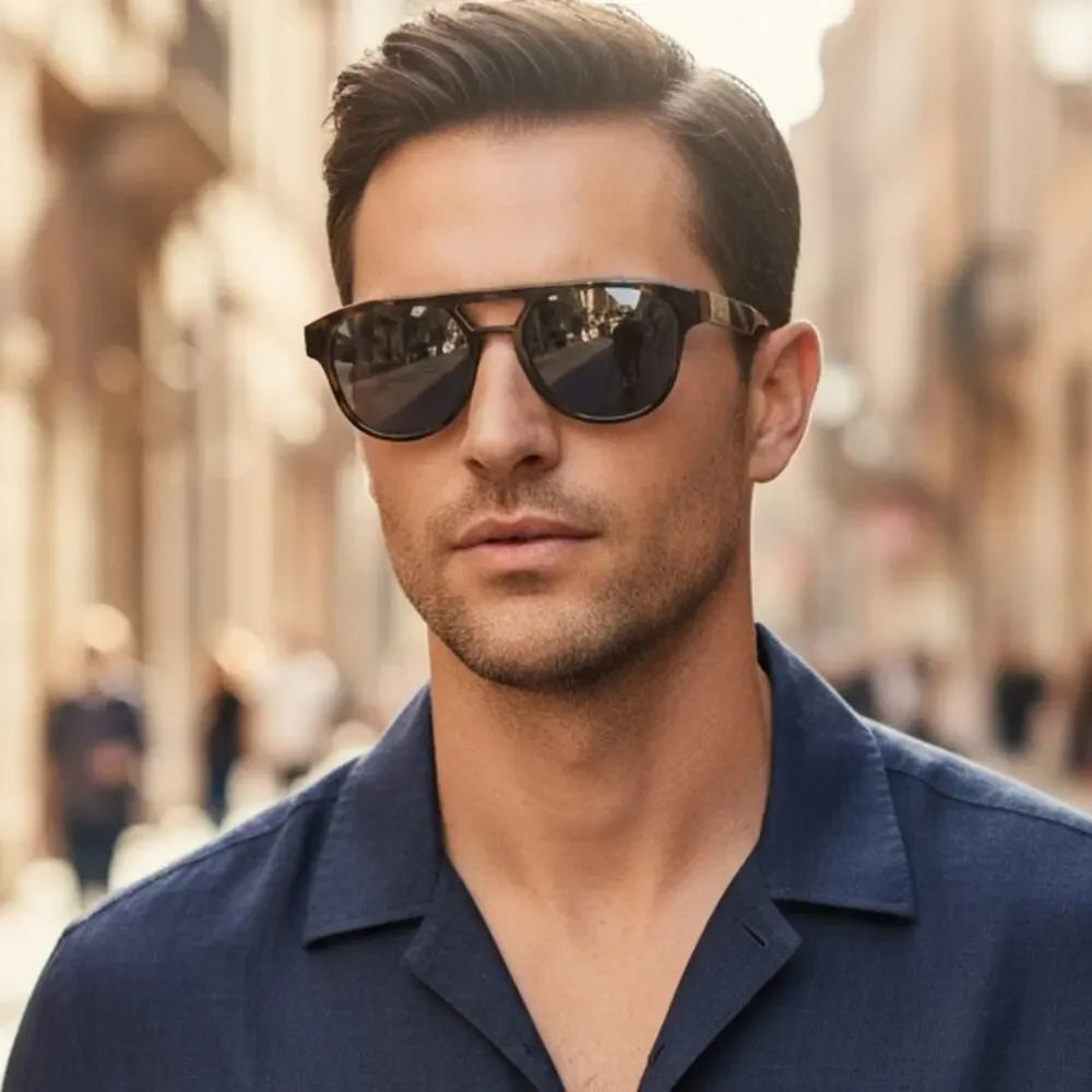 New! Berluti BL40002U 52V Sunglasses with Blue Lenses, Authentic